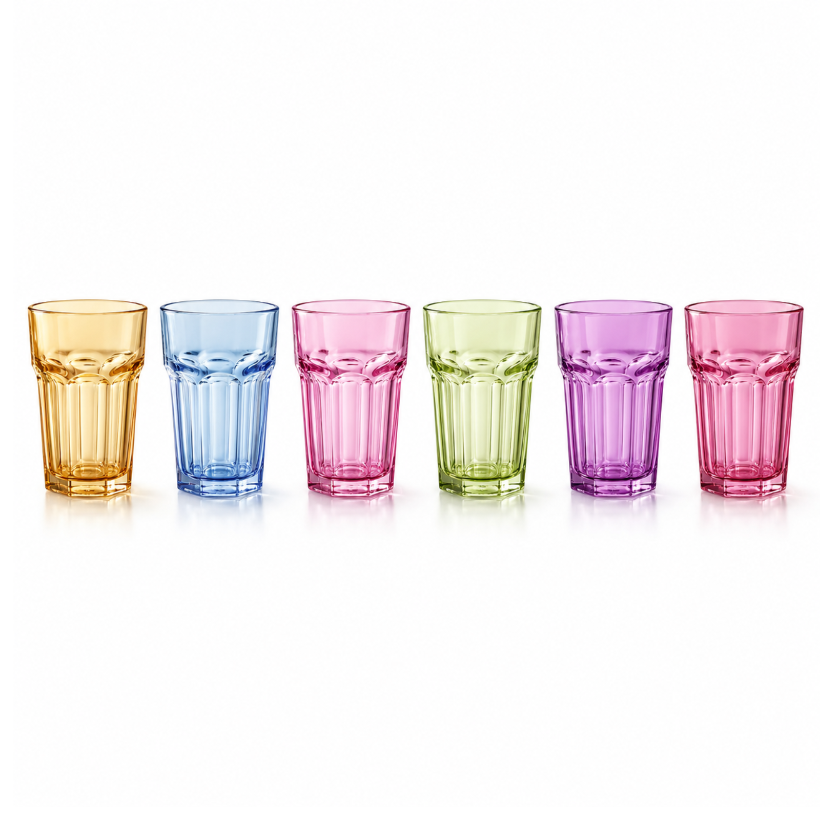 Casablanca Long 357 colored tall glass tumbler set of 6 by Rayan Glass