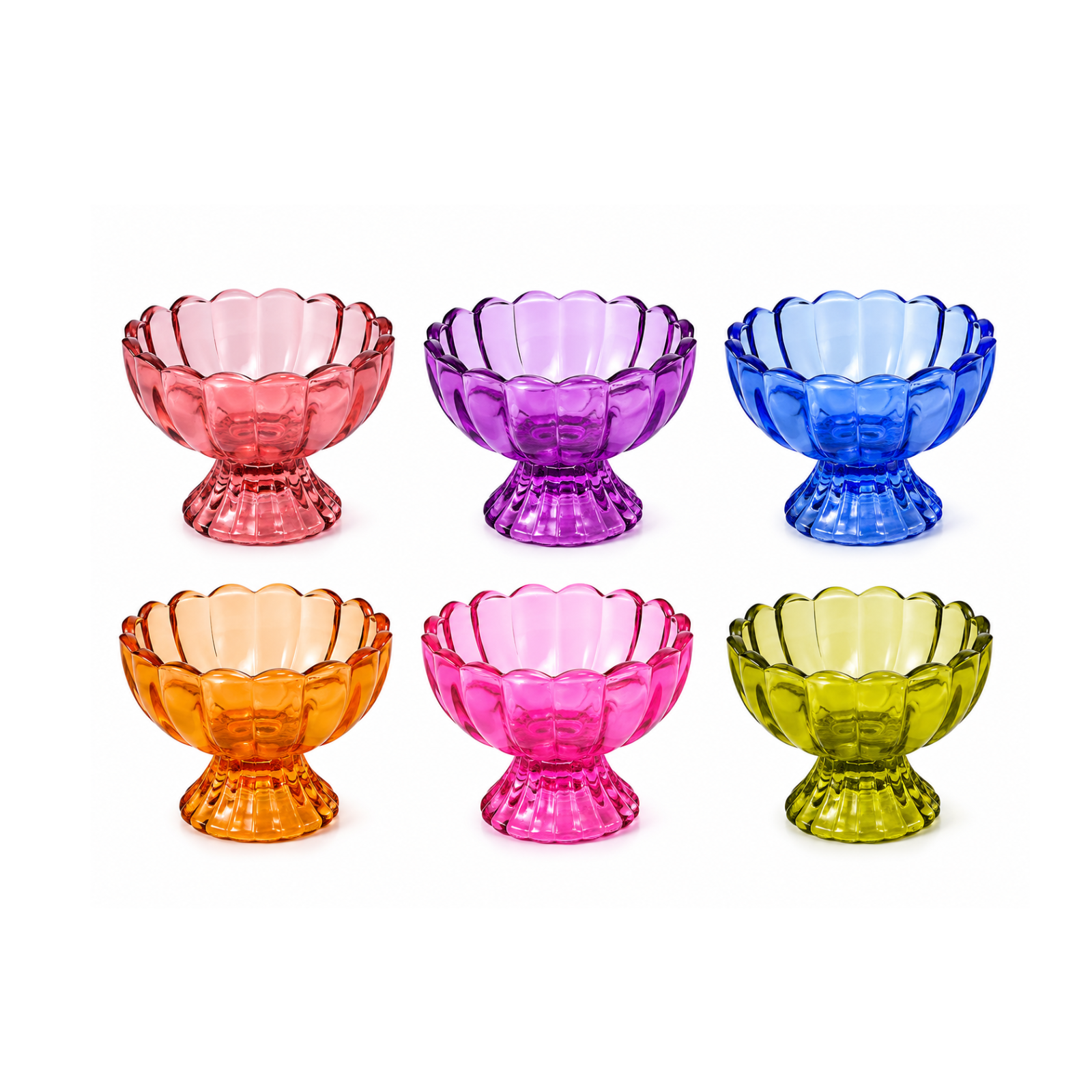 Diala colorful glass ice cream bowl set of 6 by Rayan Glass