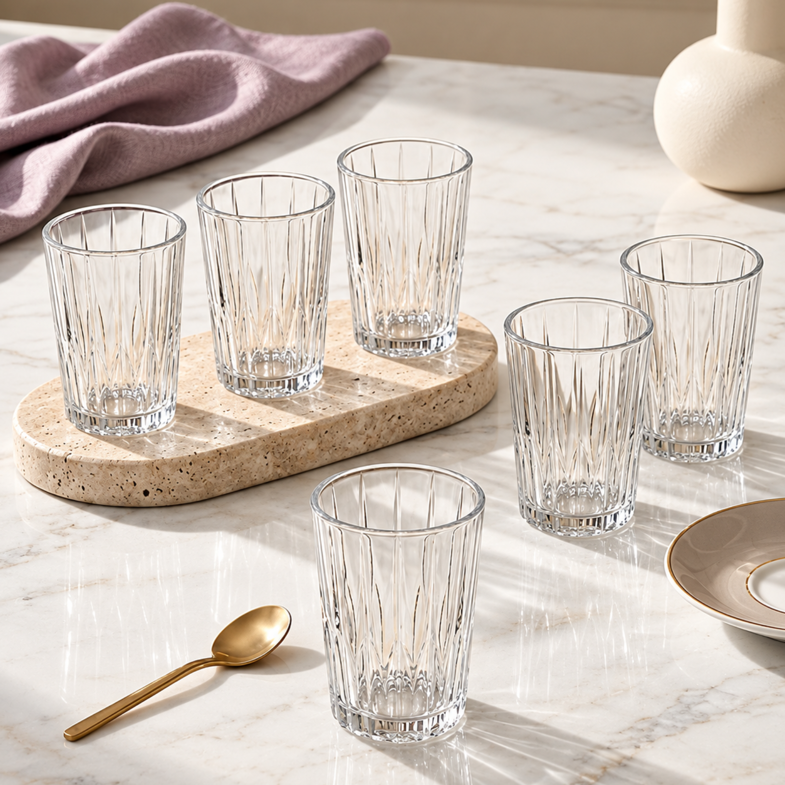 Girona clear glass tumbler set of 6 by Rayan Glass