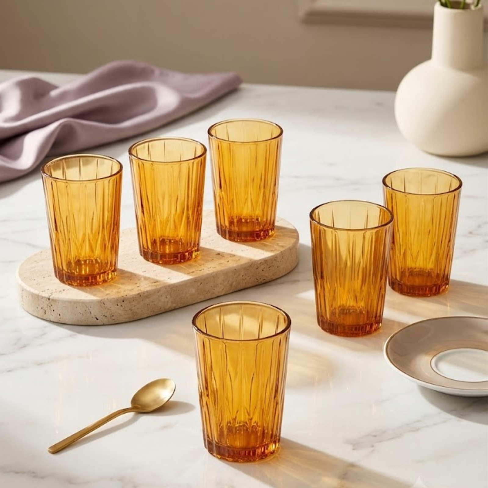 Girona Luster 120 ml amber shot glass set of 6 by Rayan Glass