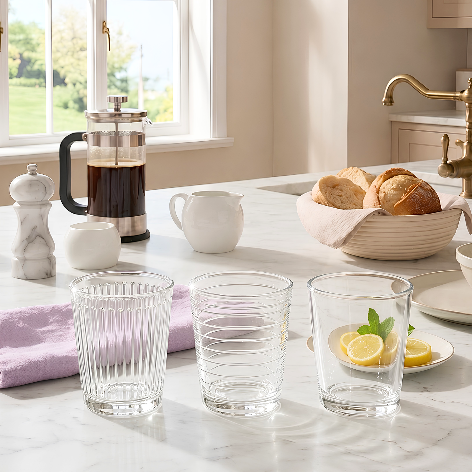 Rayan Maldini Short clear drinking glass set of 6 pieces