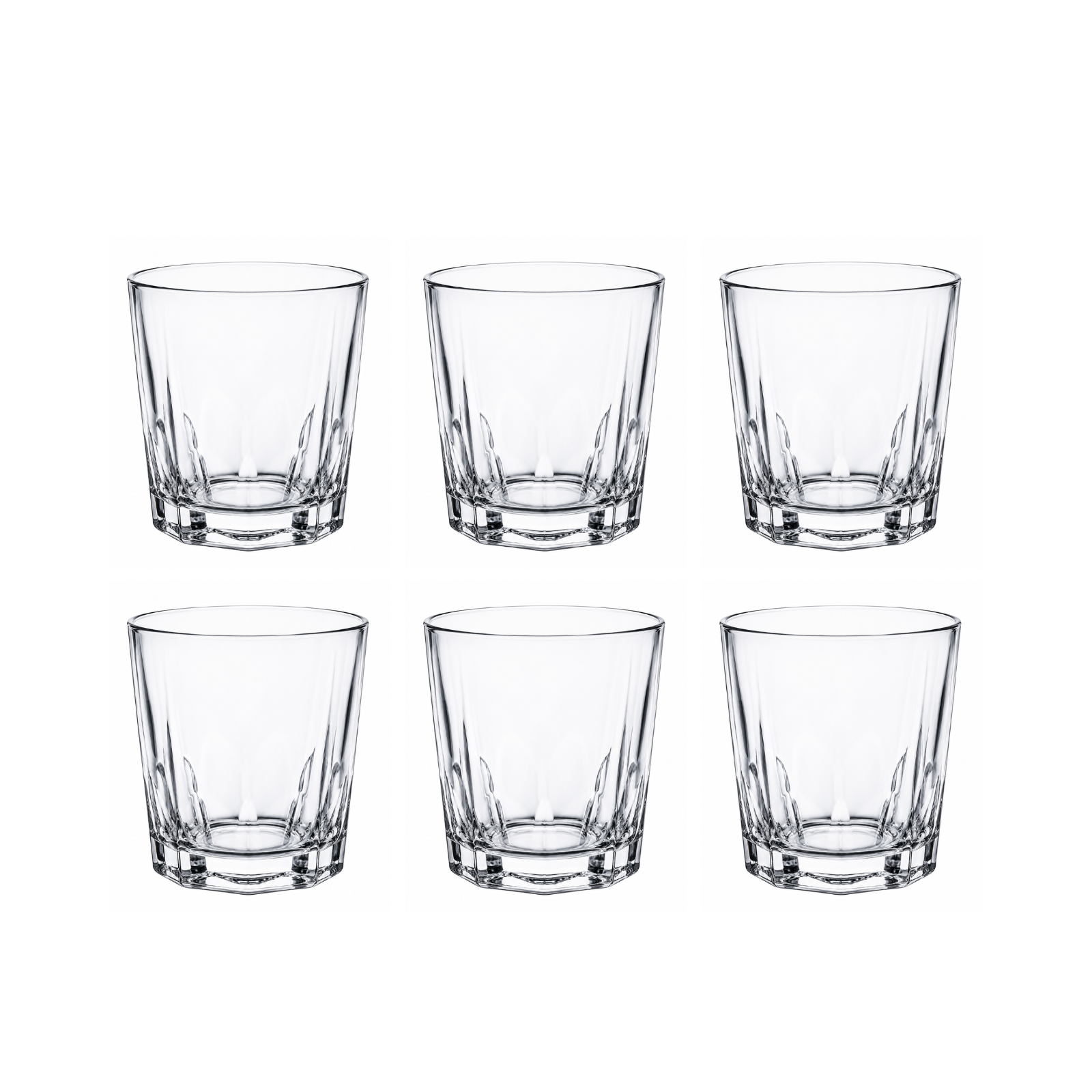 Roma clear glass cups with espresso on white marble background by Rayan Glass