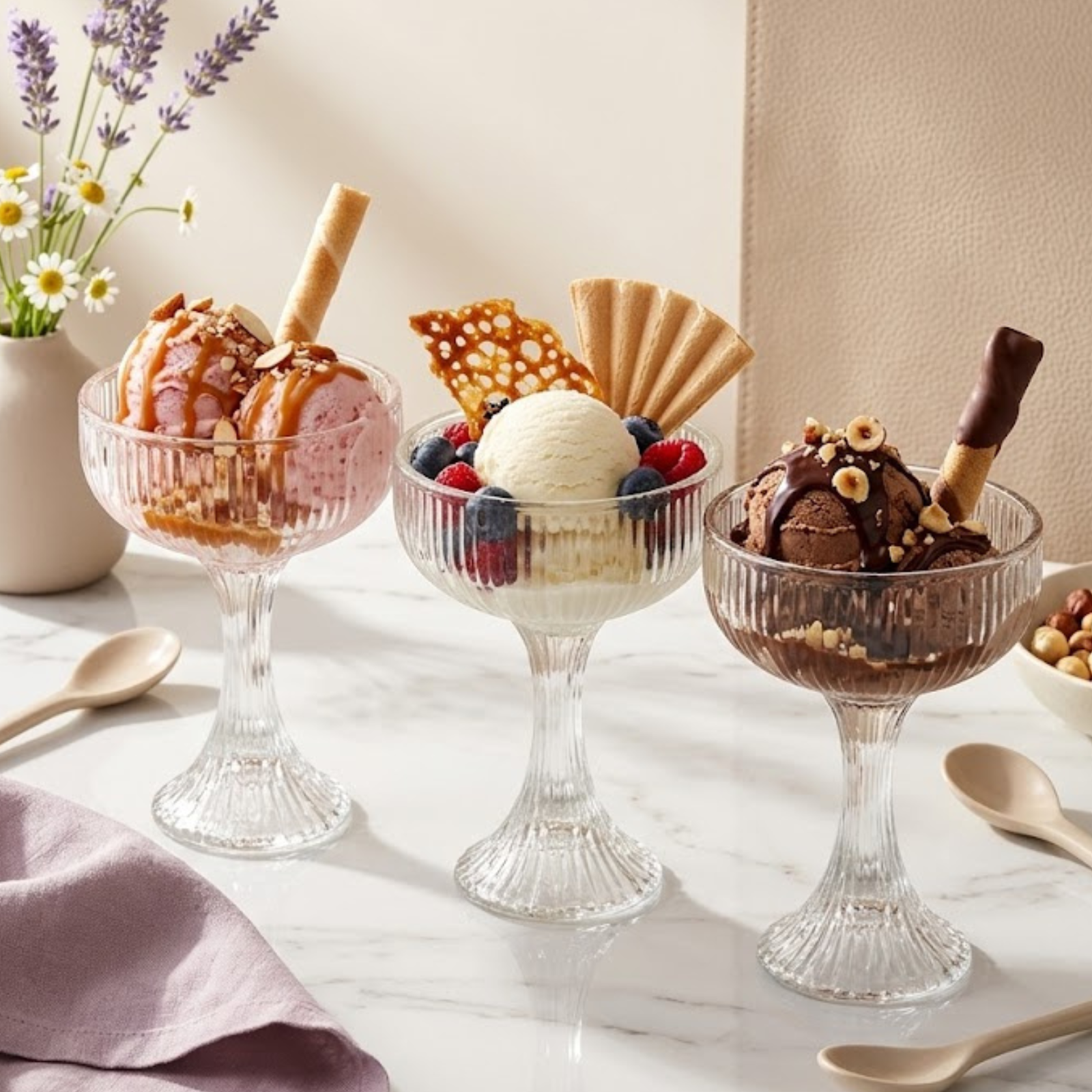 Salerno glass ice cream bowl set of 6 by Rayan Glass