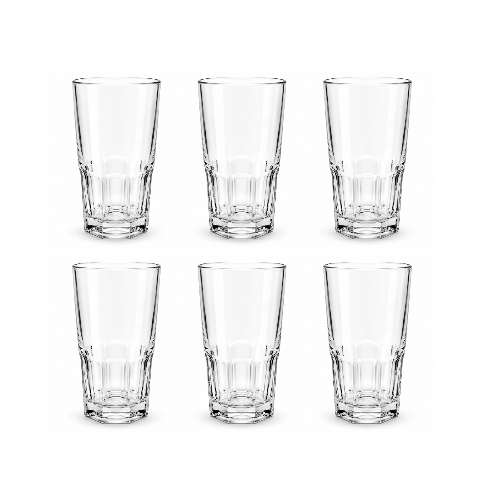 Shop Del clear glass tumbler on white marble background by Rayan Glass